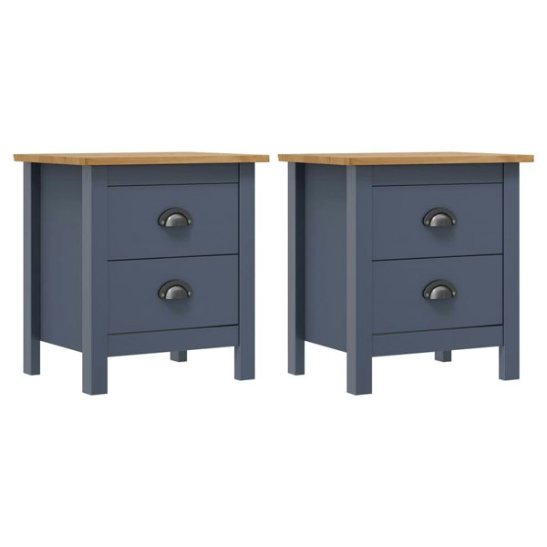 Berkfield Bedside Cabinets Hill 2pcs Grey 46x35x49.5 cm Pine Wood