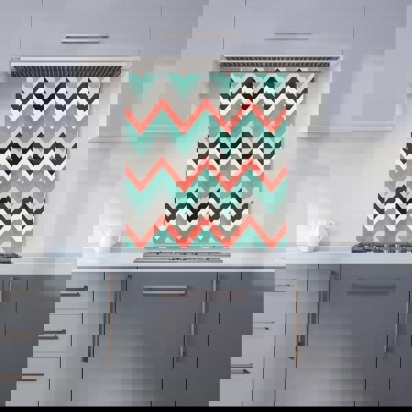 Warren Reed - Designer Geometric Colored Chevron Pattern Kitchen Splashback