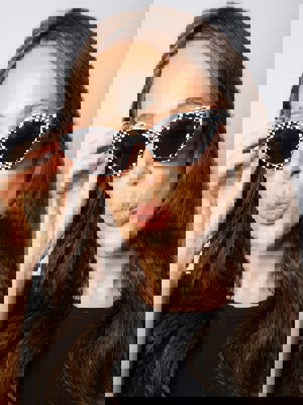 SVNX Angular Sunglasses in Black and White Check