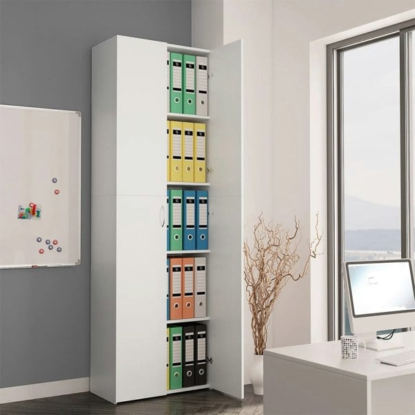 Berkfield Office Cabinet White 60x32x190 cm Engineered Wood