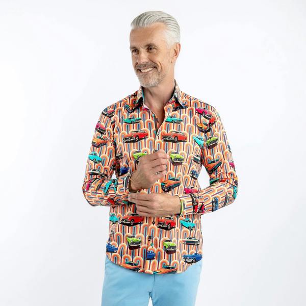 VINTAGE AND RETRO CAR PRINT SHIRT - Premium Men's Patterned Shirt by Claudio Lugli | Bold Design, Tailored Fit, Best Printed Shirts