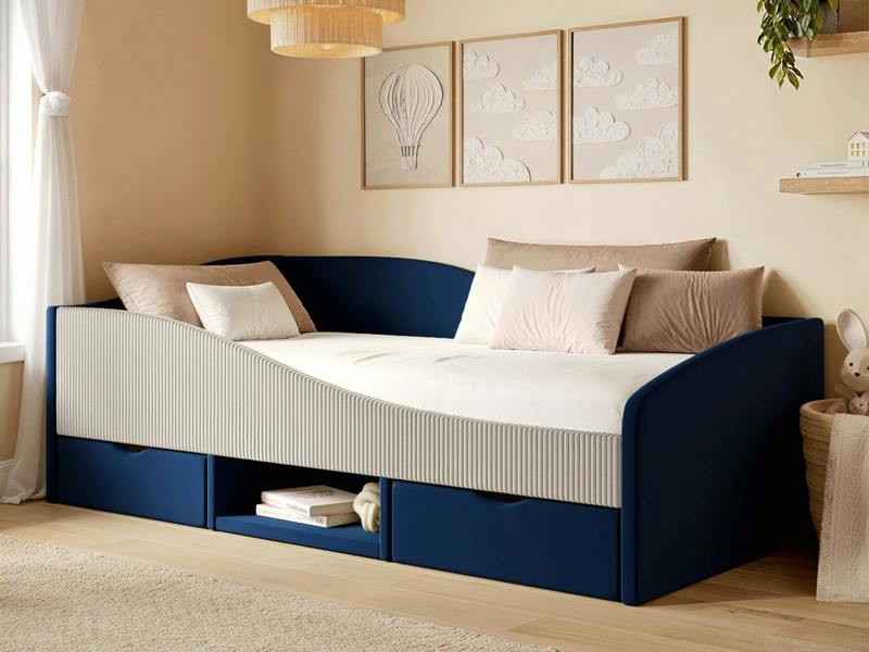 Flair Aubrey Velvet Storage Low Sleeper Bed with Beige Cord