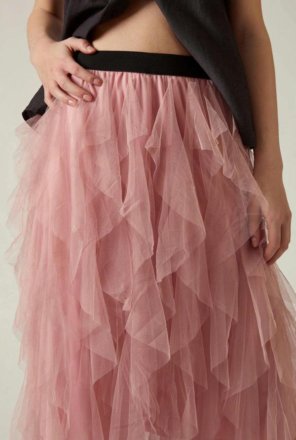 James Lakeland Pink Tulle Ruffle Midi Skirt