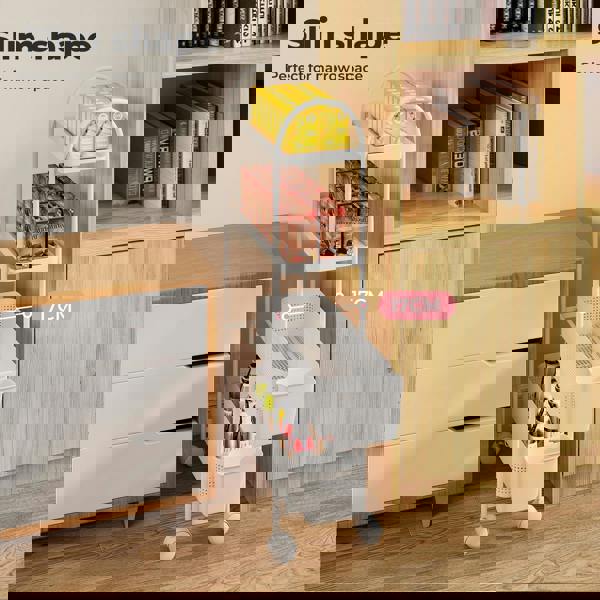 Levede 4 Tier Kitchen Trolley Cart Narrow on Wheels Pull out Bakset Storage Bins