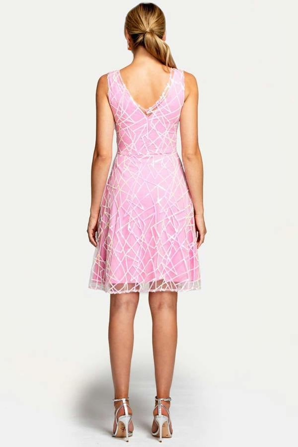 HotSquash V Neck Embroidered Fit n Flare Dress
