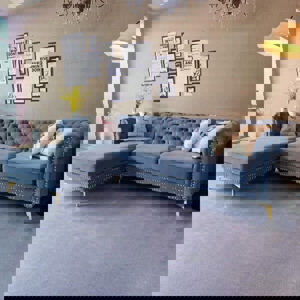 Glamour Three Seater Corner Sofa, Velvet-Weilai Concept-Weilai Concept