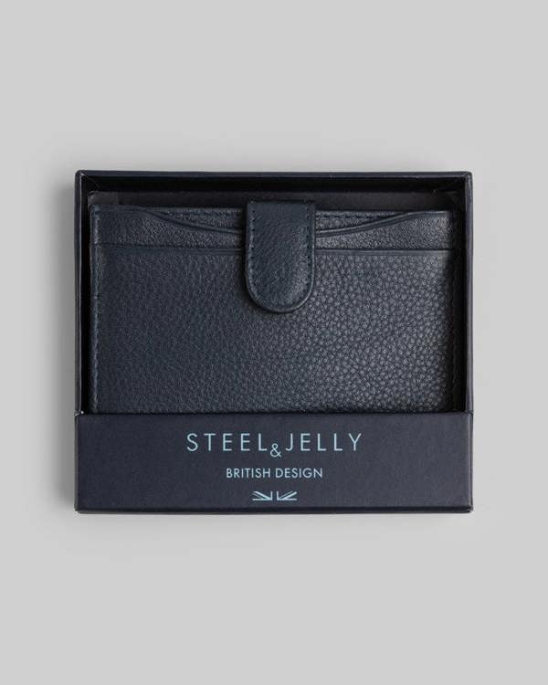 Steel & Jelly Leather Card Holder With Popper Fastening