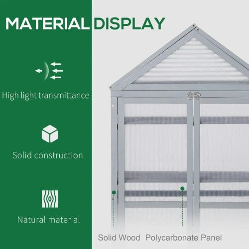 Bobobiy Garden Cold Frame Polycarbonate Greenhouse with Adjustable Shelves, Grow House for Flower Vegetable Plants, 80 x 47 x 138cm, Grey