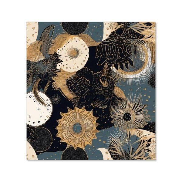 Warren Reed - Designer Abstract Blue Gold Moon Sun Kitchen Splashback