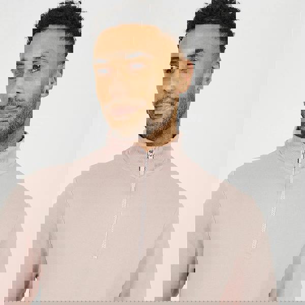 Brave Soul Pink Funnel Neck 1/4 Zip Sweatshirt - Pink Image 4