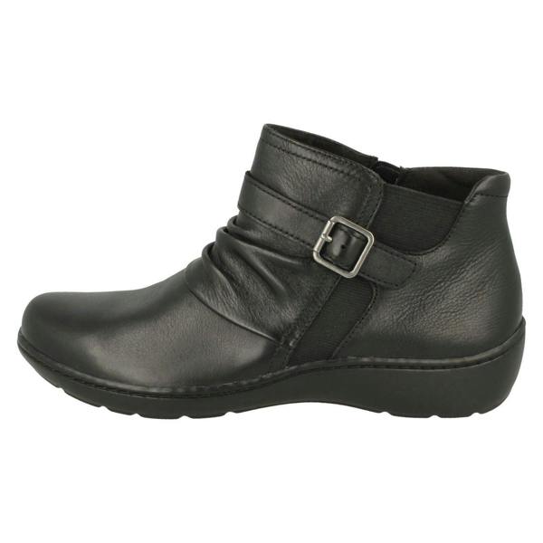 Clarks Ladies Clarks Buckle Detailed Ankle Boots Cora Rouched
