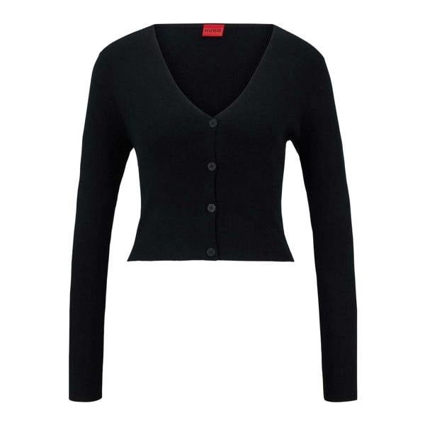 Hugo Womens/Ladies Sanderin Rib Knit Cardigan - Black - 