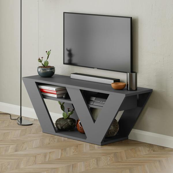 Decortie Pipralla Modern TV Stand Unit with Shelves for Up to 43" TVs 110cm