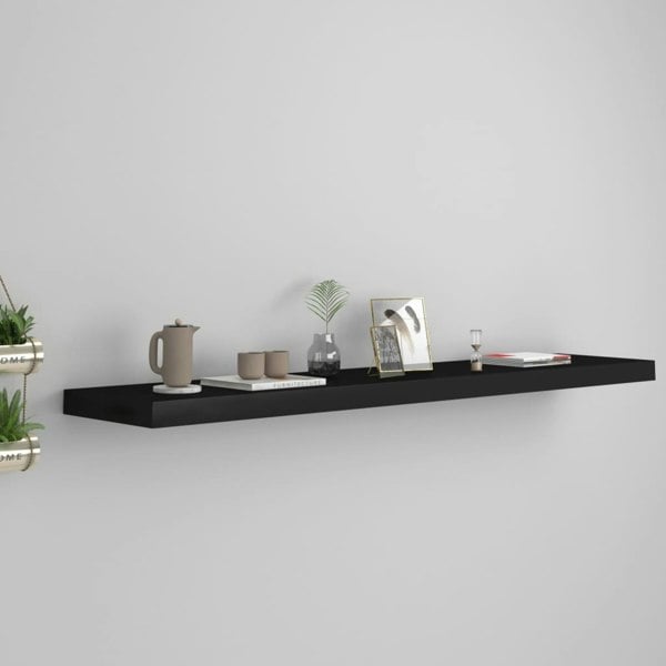 Berkfield Floating Wall Shelf Black 120x23.5x3.8 cm MDF