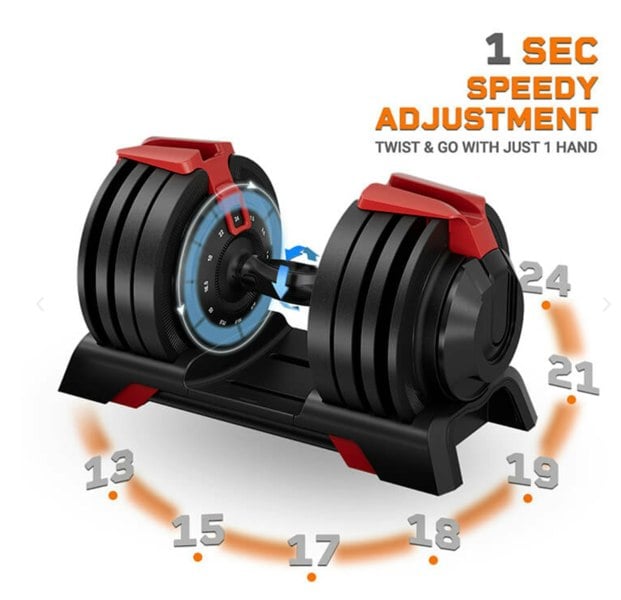 Flex Fitness Quick-Select 3-in-1 Adjustable Dumbbell-Barbell-Kettlebell Set (2-24kg, Pair)