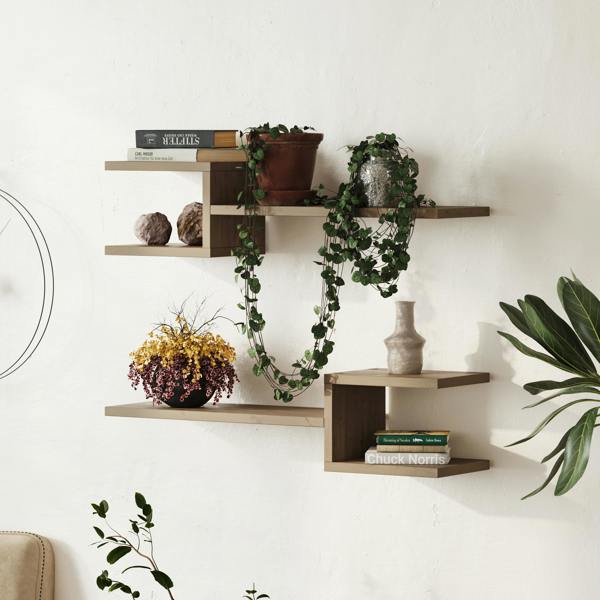 Decortie Fork Modern Wall Mounted Floating Shelf Unique Design Set 2 Piece Shelf 75cm