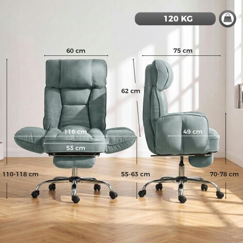 HOMCOM Executive Office Chair Height Adjustable, Light Green