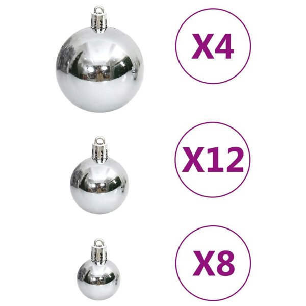 Berkfield 111 Piece Christmas Bauble Set Silver Polystyrene