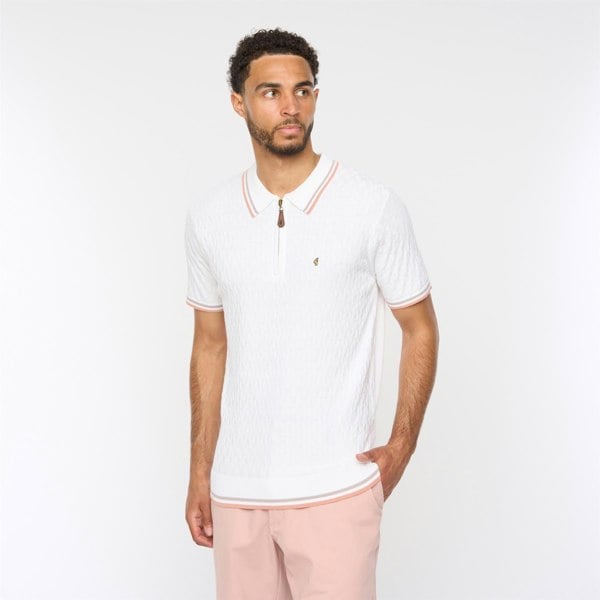 Gabicci G54M08 Mens Short Sleeve Zip Neck Knitted Polo Gabicci Classic - WHITE