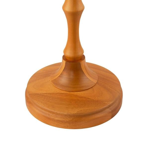 Traditional Oak Wood Standing Floor Lamp Base with Bamboo Pole Design Image 3