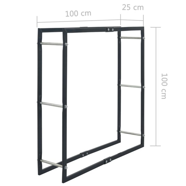 Berkfield Firewood Rack Black 100x25x100 cm Steel