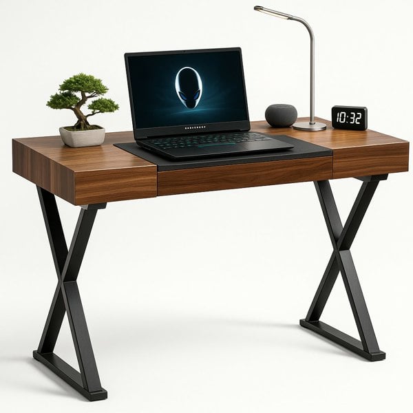 Centurion Supports ADONIS Walnut with Matte Black Legs Ergonomic Luxury Home Office Desk