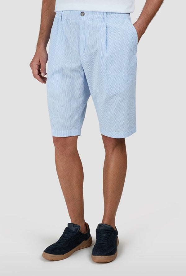 Paul & Shark Men's Riveria Seersucker Cotton Bermuda Shorts - Blue