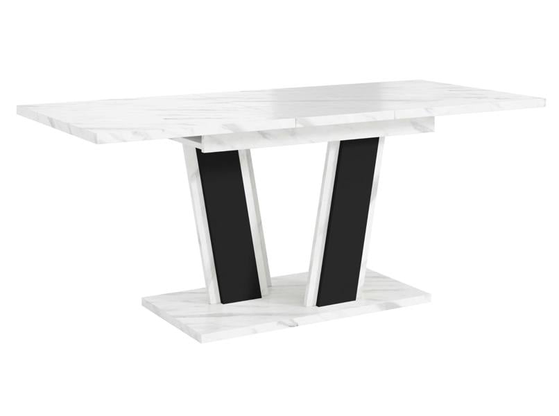 PHD Furniture MUSS Extendable Dining Table 120–160cm – Bianco Marble Effect & Black