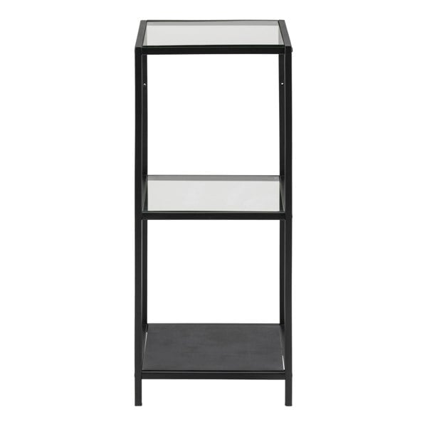 Furniture To Go Seaford Narrow Black Metal Bookcase with 2 Glass Shelves