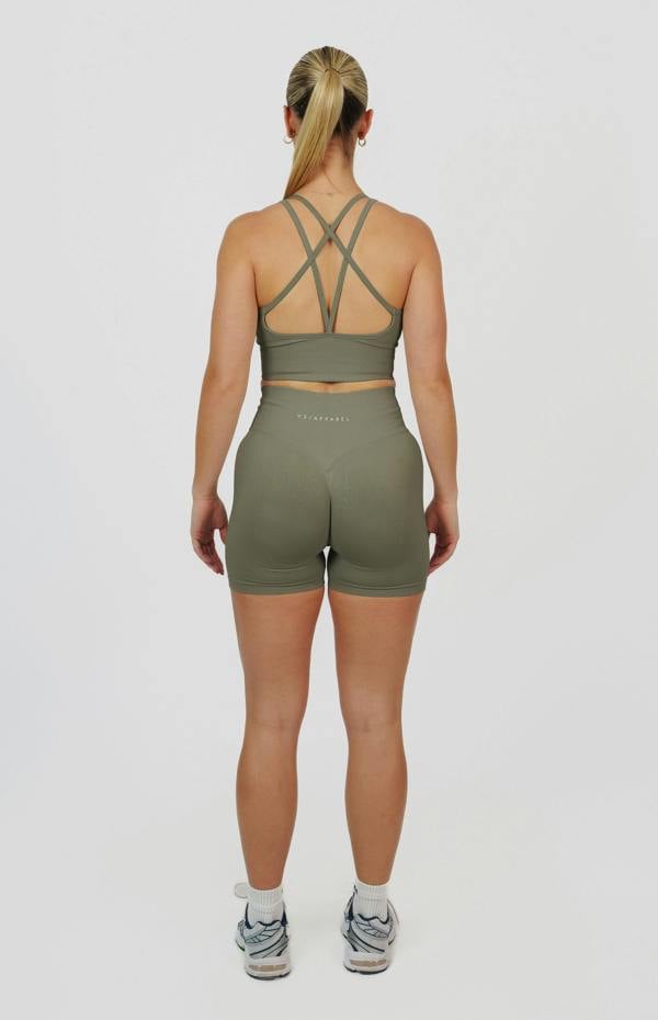 V3 Apparel Form Seamless Scrunch Shorts & Sports Bra Set - Olive Green