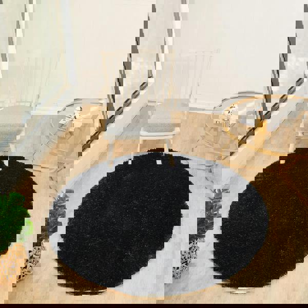 Livabliss Cloudy Shag-Solid Color Black Plush Soft Pile Rug