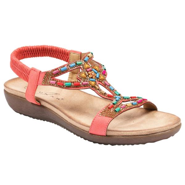 Lunar Womens/Ladies Mariella Beaded Sandals - Orange - 