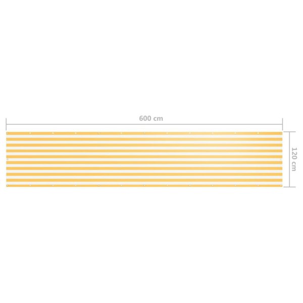 Berkfield Balcony Screen White and Yellow 120x600 cm Oxford Fabric