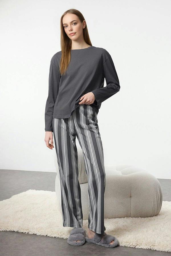 WOVCOR 2-Piece Cotton Striped Knit Pajama Set