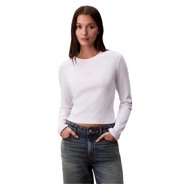 Calvin Klein Womens/Ladies Slim Crop T-Shirt - Brilliant White - 