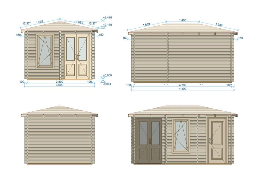 Shire Rita 10x14 Log Cabin Corner Office and shed mulitroom 44mm cladding - Best Shed