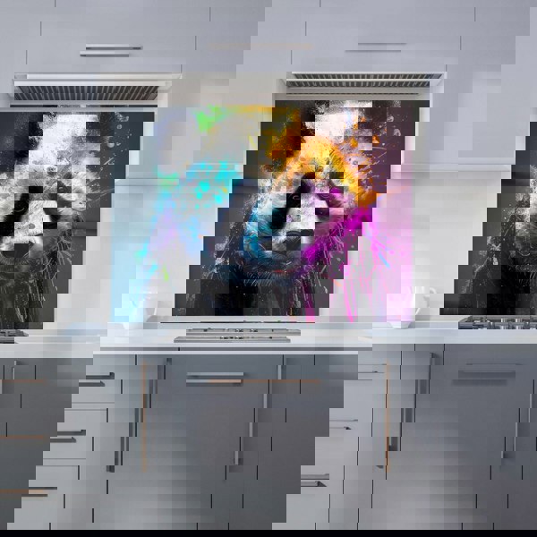 Warren Reed - Designer Panda Face Splashart Colourful Kitchen Splashback
