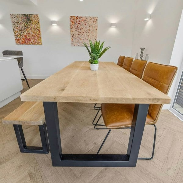 Bespoke Collection - Solid Oak 240cm Dining Table And 210cm Bench 