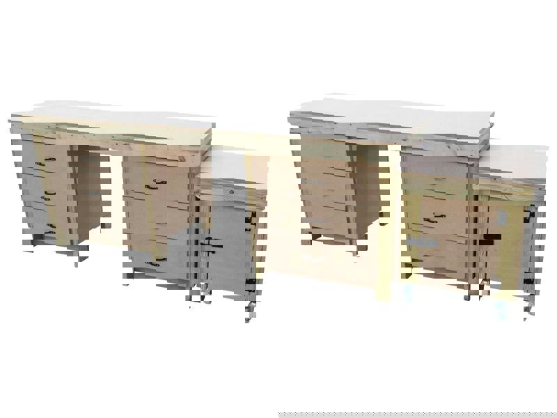 Wooden MDF Top Workbench (V.5) – Sturdy Workstation with Drawers and Functional Lockable Cupboard, Ideal for Garages, Workshops, and Studios