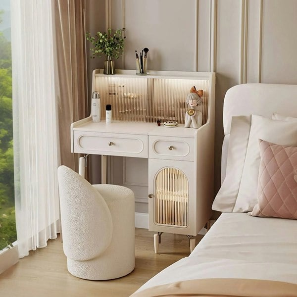 Layla Slimline Dressing Table, Small Dressing Table, Cream-Rit Concept-Rit Concept