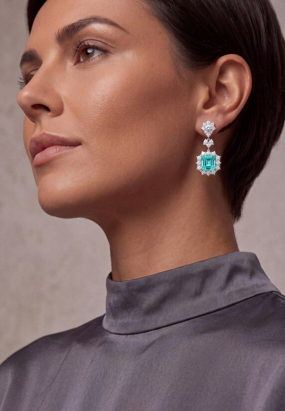 Latelita Arabella Aquamarine Drop Earrings Silver
