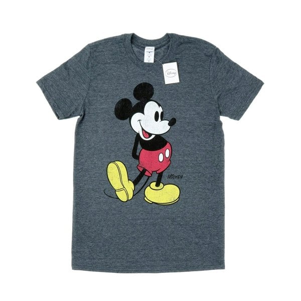 Disney Mens Mickey Mouse Classic Kick T-Shirt - Dark Heather