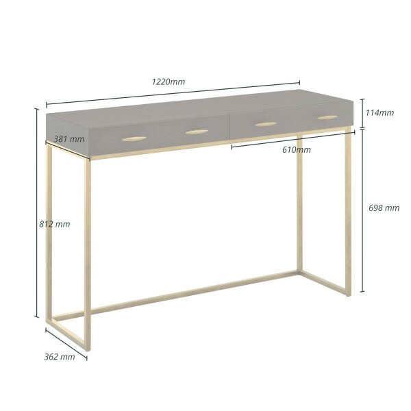 Wyld Haus Mandalo Brown Shagreen and Brass 2 Drawer Console Table