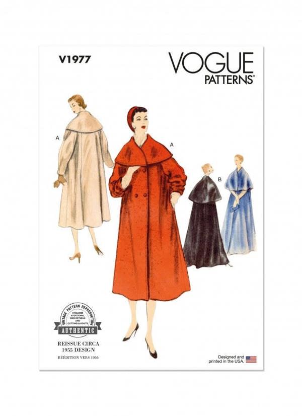 Vogue Sewing Pattern 1977, Coats, Vintage Style for Women, H5 (6-8-10-12-14) - Intermediate