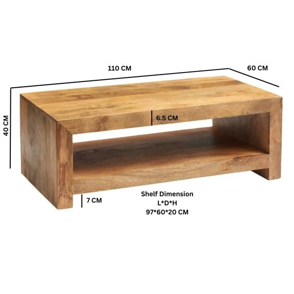 IH Design Logan Light Mango Large Contemporary Coffee Table