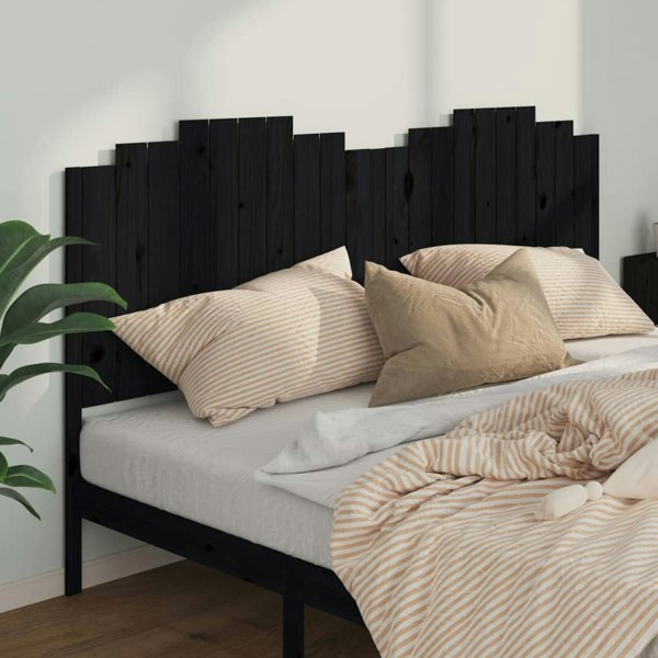 Berkfield Bed Headboard Black 206x4x110 cm Solid Wood Pine