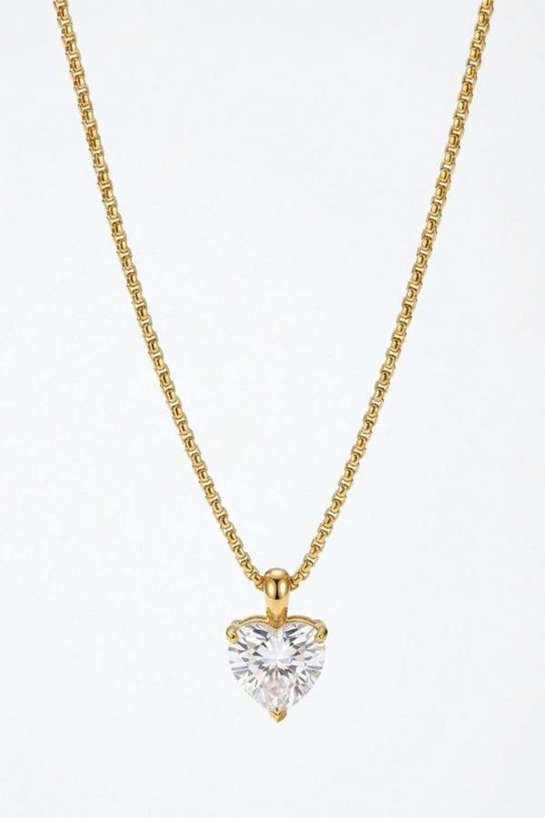 Gold Plated Diamond Heart Pendant Necklace