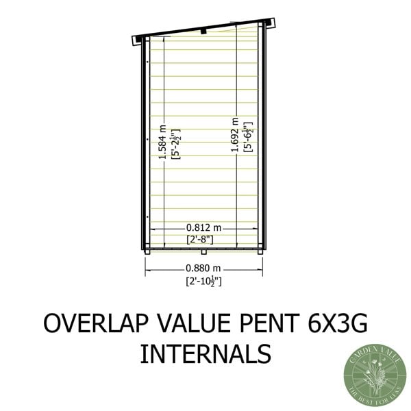 Shire Overlap 6x3 single door pent shed