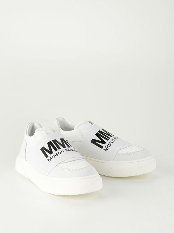 MM6 Unisex Kids MM6 Logo Slip On Trainers in Silver