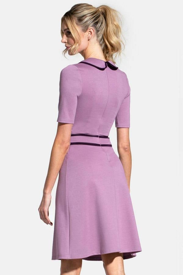HotSquash Contrast Piping Dress with Flared Skirt